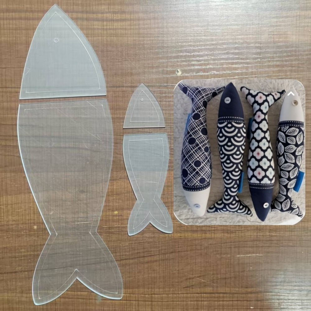 Embroidery Fish - 魚キルティングテンプレート アクリル製縫製ツール DIYギフト 刺繍ステンシル 多機能描画ツール キルティングテンプレートセット