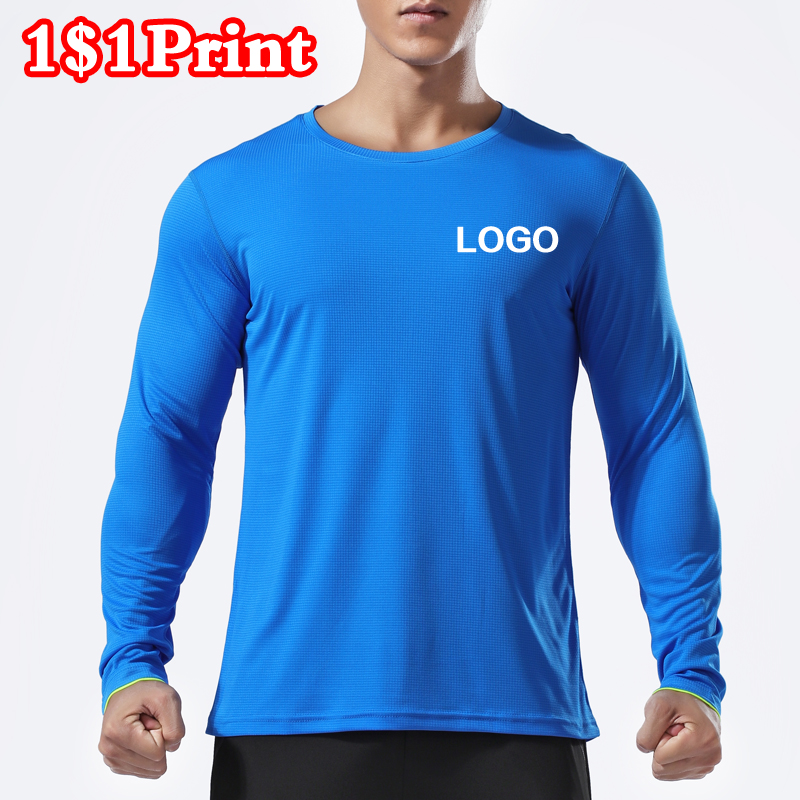 Embroidery Men Shirt - 速乾性のある長袖スポーツTシャツ、カスタムロゴプリント入り、男女兼用、通気性のあるチームユニフォーム刺繍