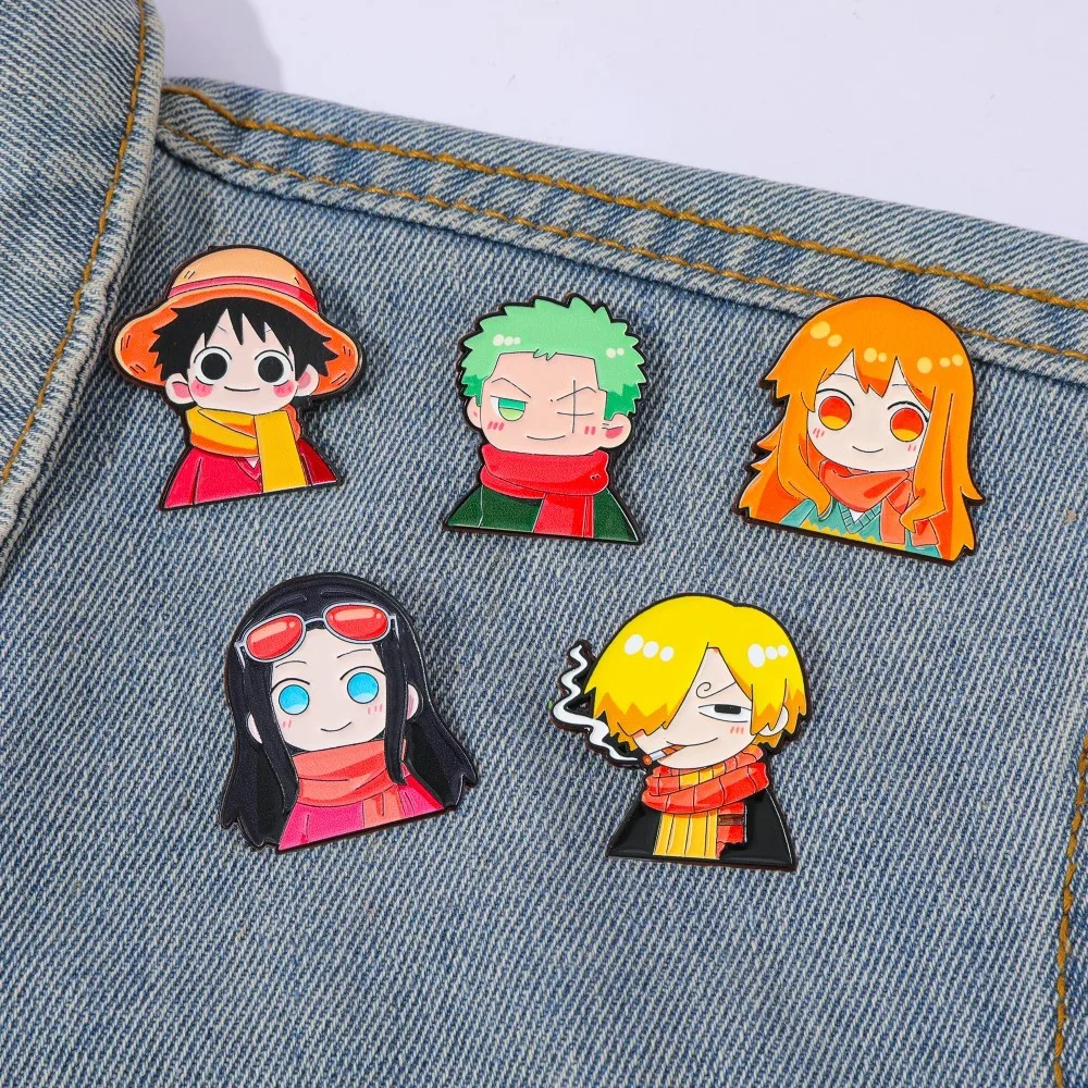 Embroidery Reddit - 5個入り 可愛いアニメ漫画ブローチ 面白いナミ ルフィ ゾロ エナメルピン