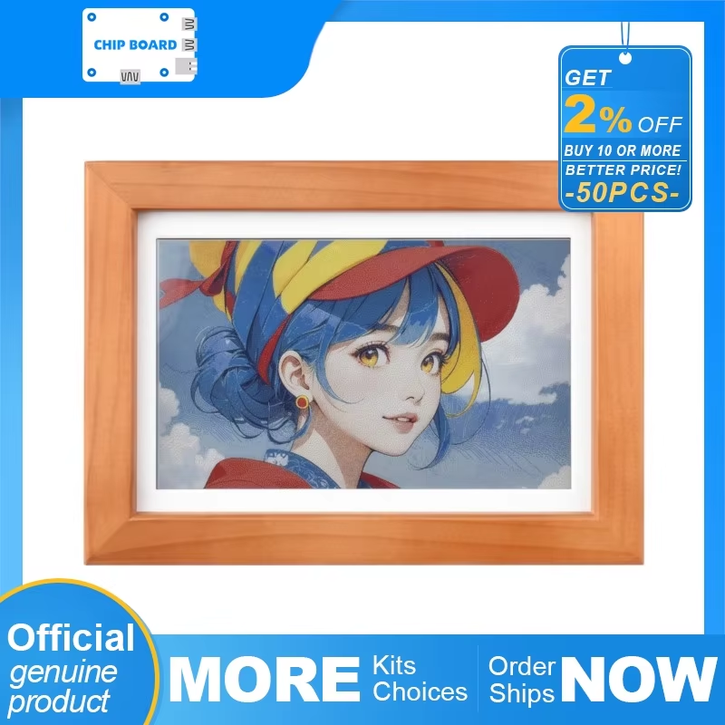 Frame Display Wood - Waveshare ESP32-S3 PhotoPainter：木製フレーム入り7.3インチE6電子ペーパーディスプレイ、800×480、超低消費電力