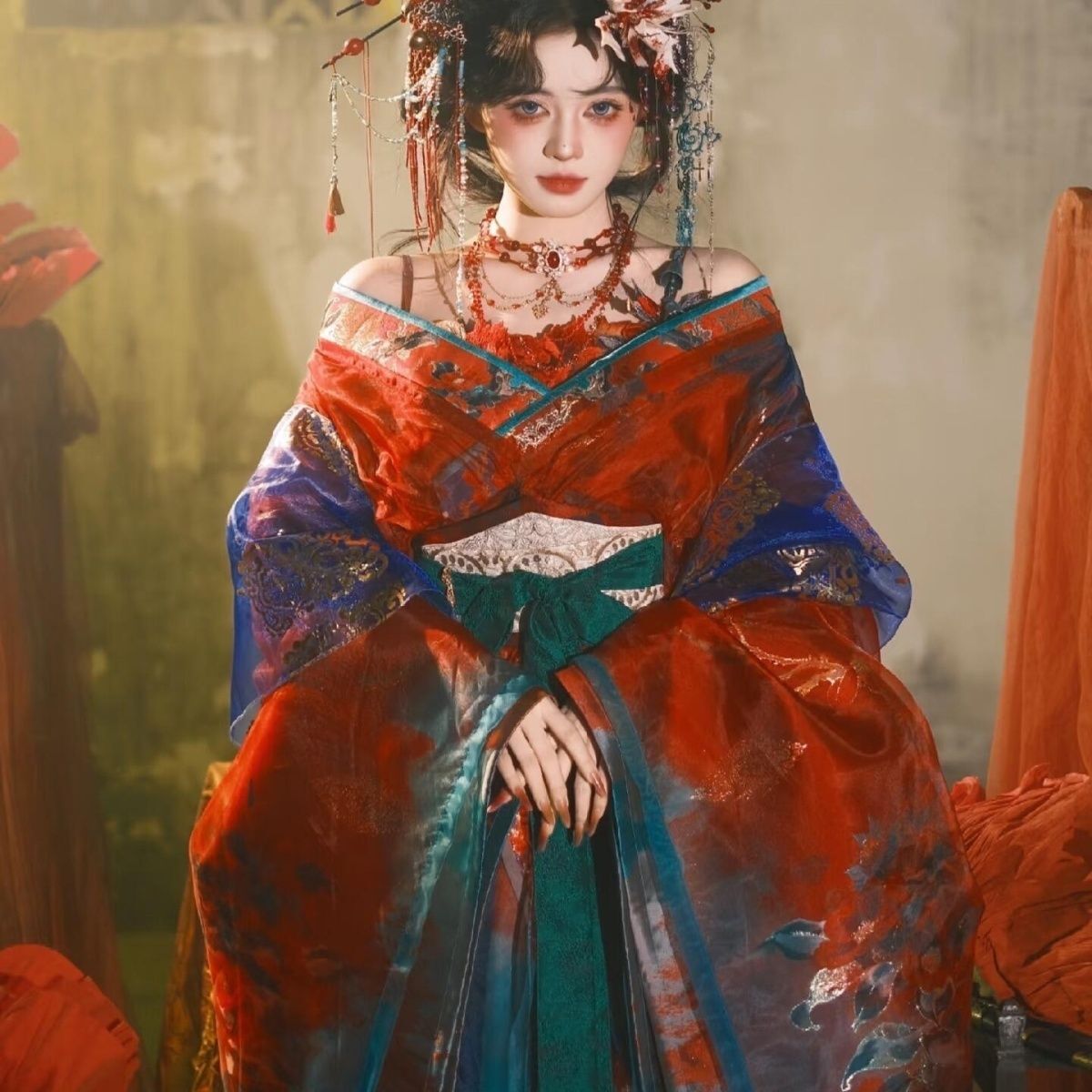 Embroidery Dress - ブラックブルー刺繍漢服女性のアップグレードされた伝統衣装カーニバルイベントステージパフォーマンスドレスニッチ漢スーツ女性