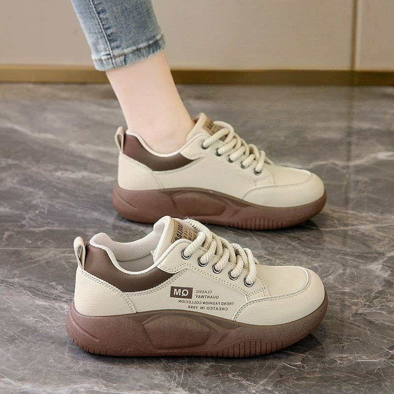 Embroidery White - 女子用ホワイトシューズ 学生用厚底身長アップ アウトドアウェア スポーツシューズ レディースファッションに合うカジュアルボードシューズ