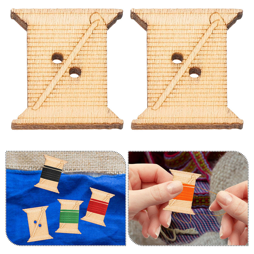 Embroidery Stitches - 100個入り木製糸巻きボード、天然木ボビンオーガナイザー、縫製、刺繍、クロスステッチ糸収納クラフトツール