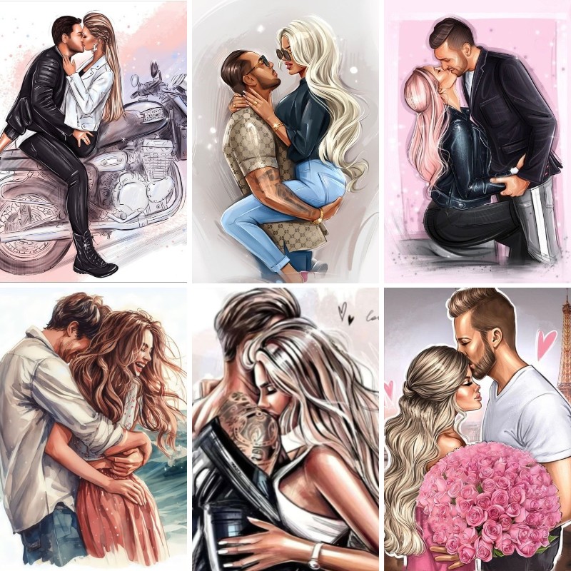 Embroidery Kiss - カップルのためのロマンチックなキスの写真,ラインストーンの写真,ダイヤモンドの絵,完全な正方形のダイヤモンドの刺embroidery,クロスステッチのモザイク,家の装飾