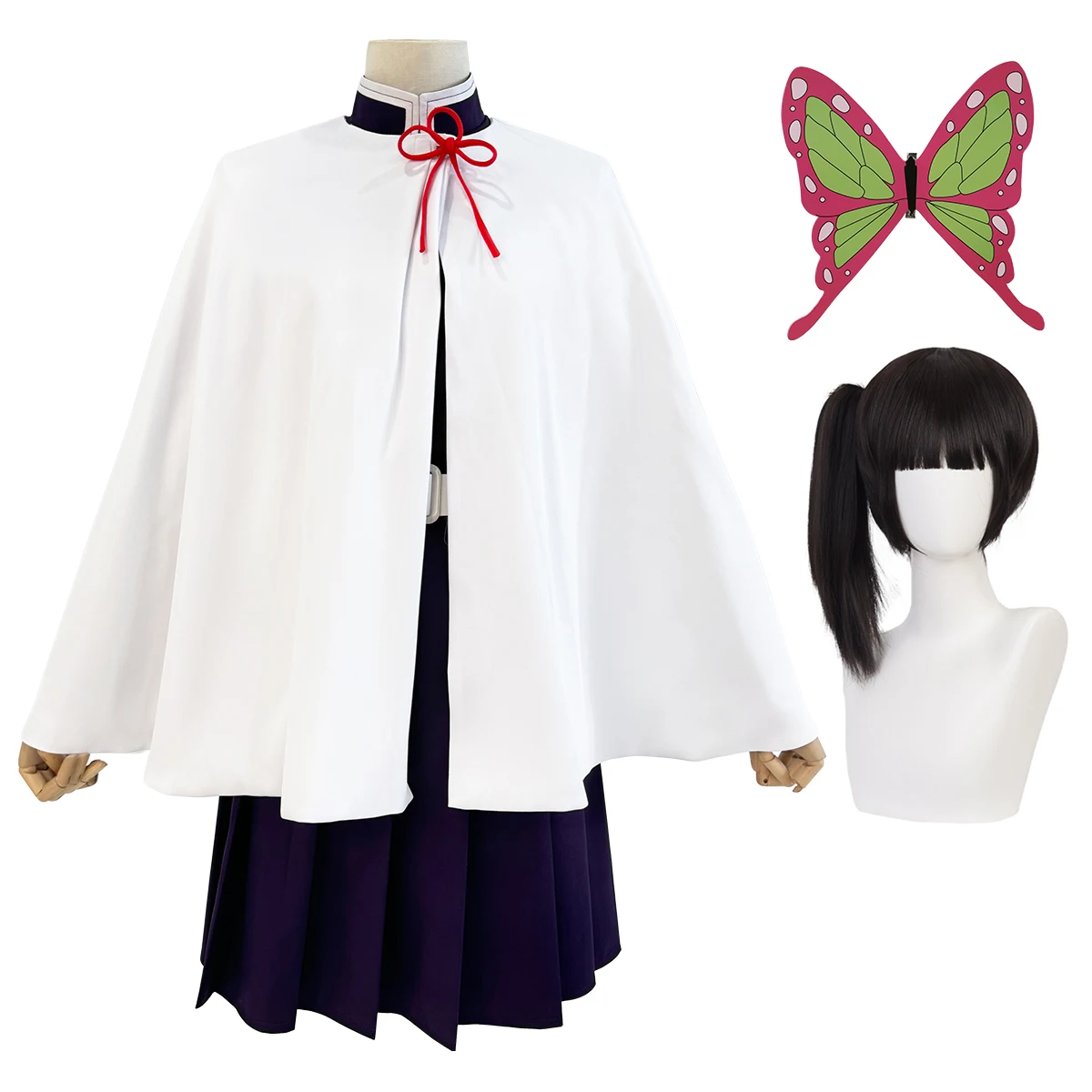 Embroidery White - HOLOUN アニメツユリカナヲコスプレ衣装ウィッグ刺繍パープルトップスカート白マントベルト Cos ハロウィンクリスマスギフト
