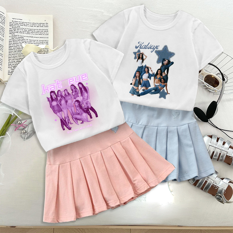 ファッションK-POP K-KATSEYE Tシャツプリーツ - Embroidery Dress のレビューと価格
