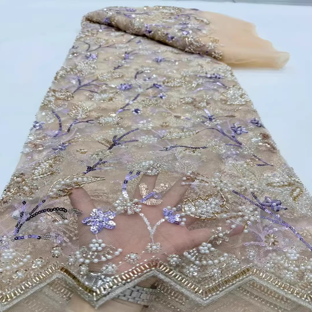 5ヤードのスパンコールビーズチューブ刺繍生地、衣類用、高級チ - Embroidery Youtube のレビューと価格