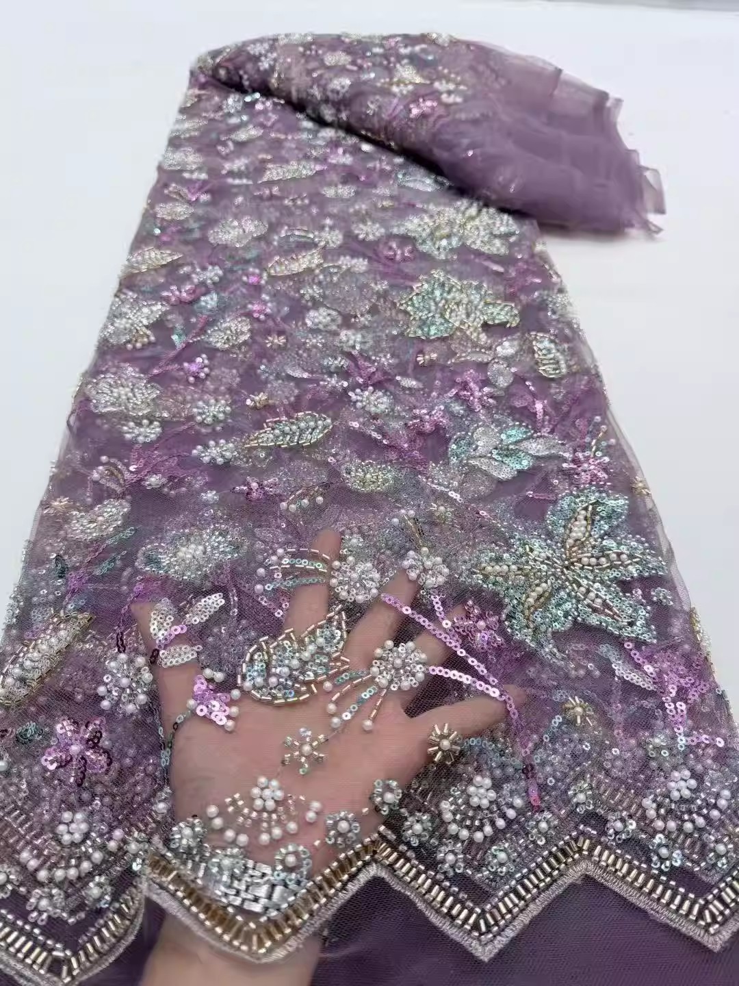 5ヤードのスパンコールビーズチューブ刺繍生地、衣類用、高級チ - Embroidery Youtube のレビューと価格