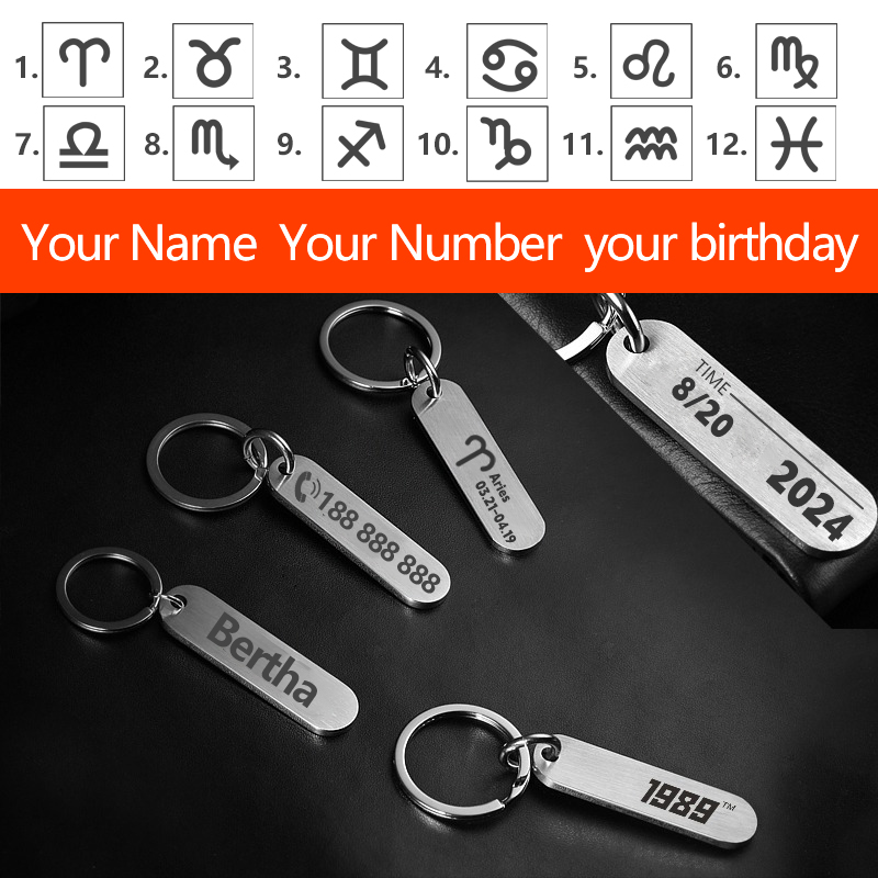 レーザー刻印のパーソナライズされたキーホルダー,絶妙なレタリ - Embroidery Alphabet のレビューと価格