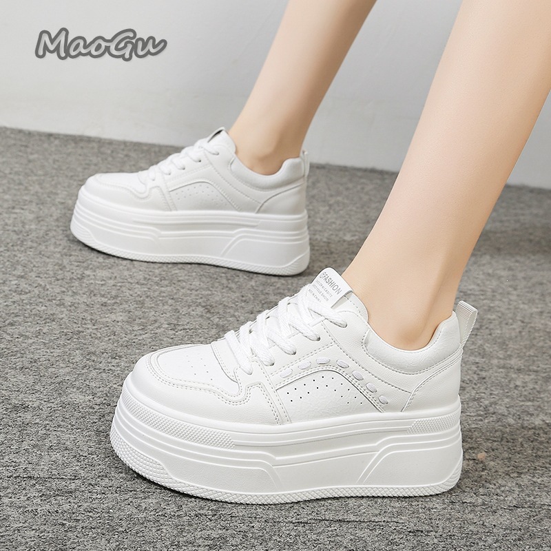 身長を伸ばすプラットフォーム ホワイトスニーカー 女性用 レ - Embroidery White のレビューと価格
