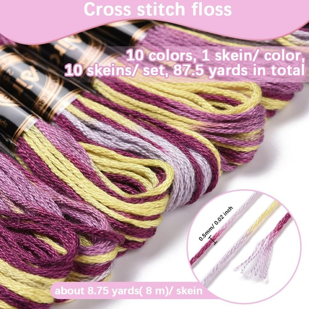 6 ストランド紫多彩な刺繍フロスグラデーションカラークロスス - Embroidery Stitches のレビューと価格