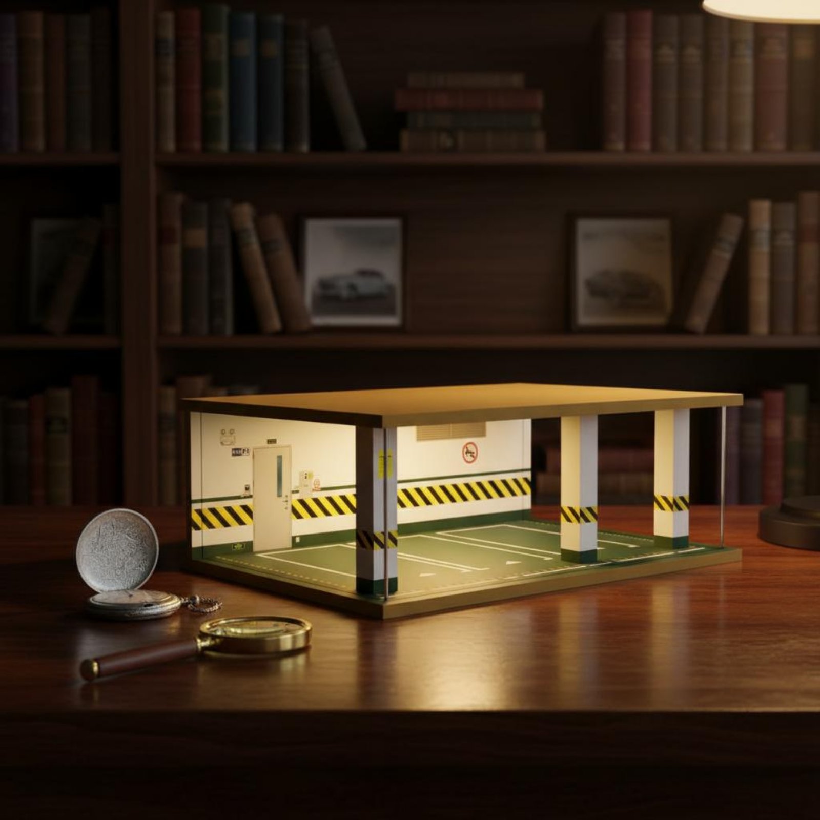 1:24 スケール駐車場木製フレーム照明付き駐車場ディスプレ - Frame Display Wood のレビューと価格