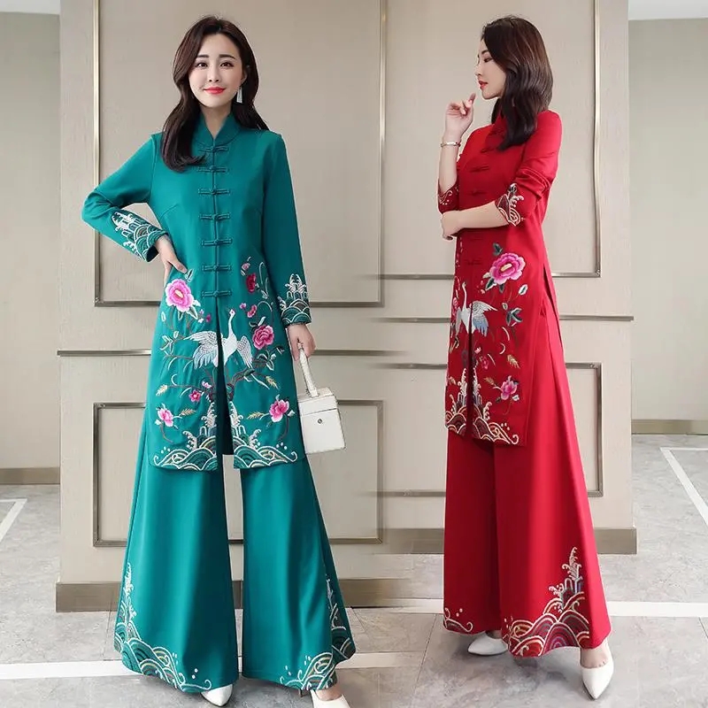 ロングエスニック風チャイナドレスセット春秋ドロップフィールワ - Embroidery Youtube のレビューと価格