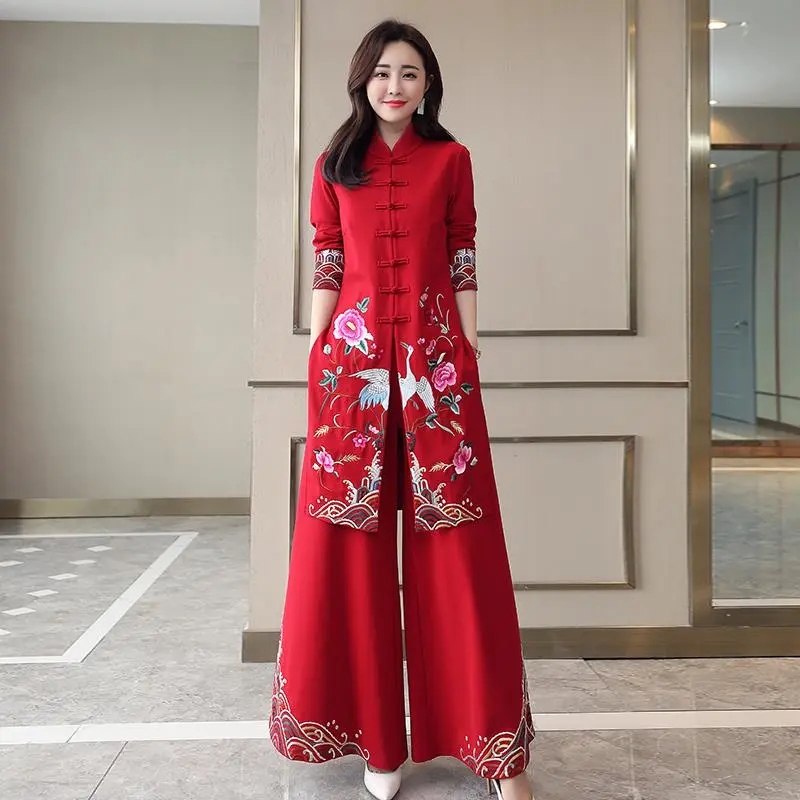 ロングエスニック風チャイナドレスセット春秋ドロップフィールワ - Embroidery Youtube のレビューと価格