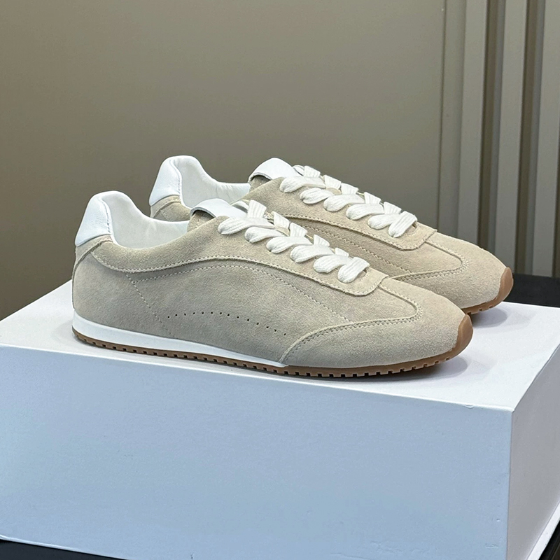ユニセックスレディースカジュアルシューズ本革スエードスニーカ - Embroidery White のレビューと価格