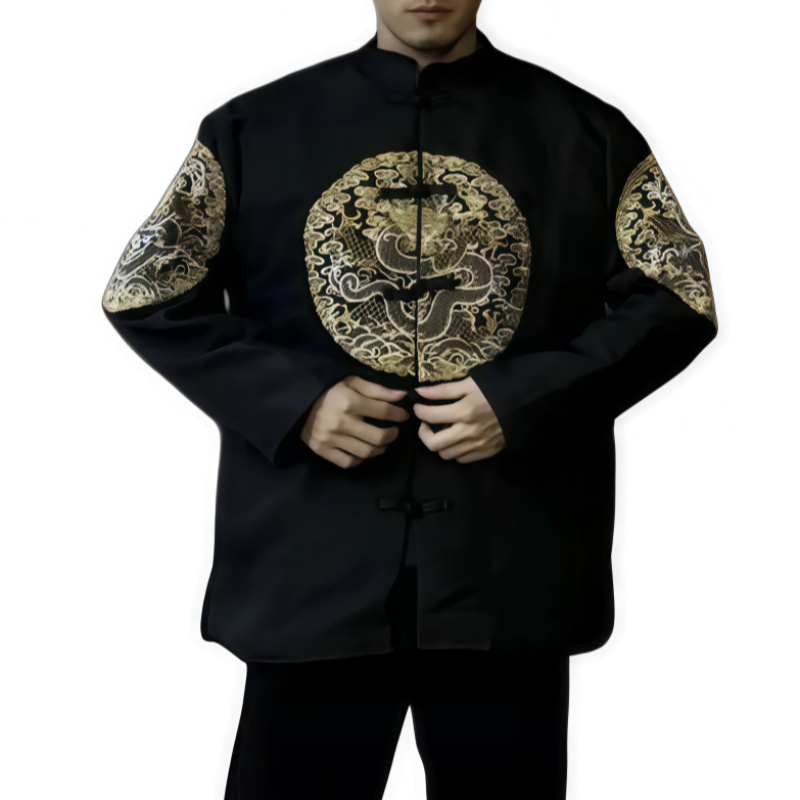  中国風の刺繍パンボタントップ男性唐王朝プリンスドラゴンロ - Embroidery Men Shirt のレビューと価格