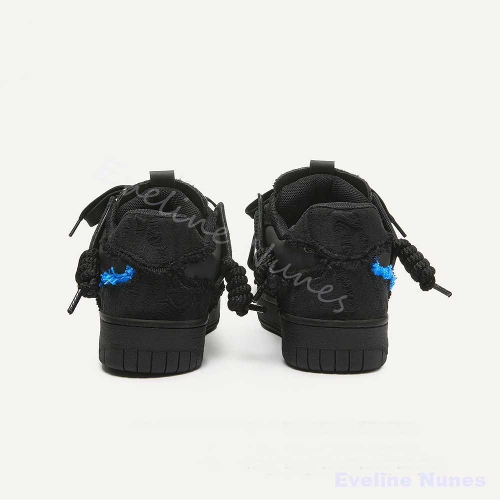 黒のフリンジ加工ローエッジプラットフォームスケートシューズ  - Embroidery Stitches のレビューと価格