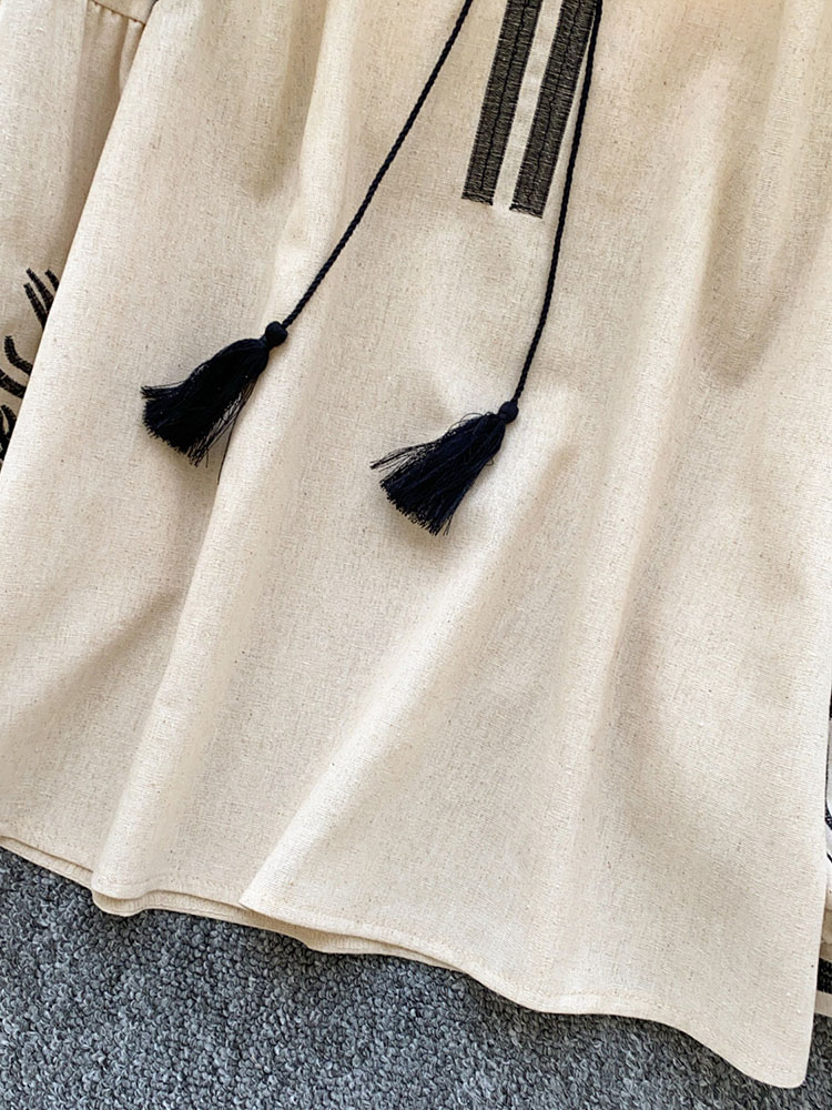 女性ボヘミアンスタイルブラウス刺繍入りランタンスリーブゆった - Embroidery Blouse のレビューと価格