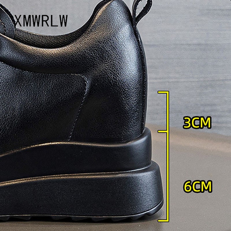 XMWRLW 女性の秋冬の靴本革隠しヒール女性の冬の靴黒、白 - Embroidery White のレビューと価格