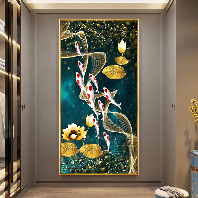 九匹の魚 金色の蓮 5D ダイヤモンドペインティング フルダ - Embroidery Fish のレビューと価格