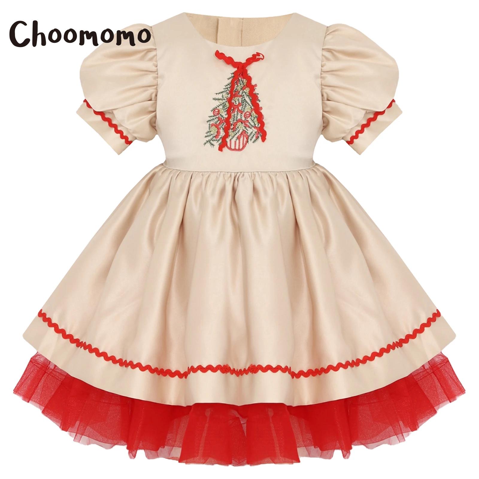 キッズガールズクリスマスサンタドレス刺繍パターンパフィースリ - Embroidery Dress のレビューと価格