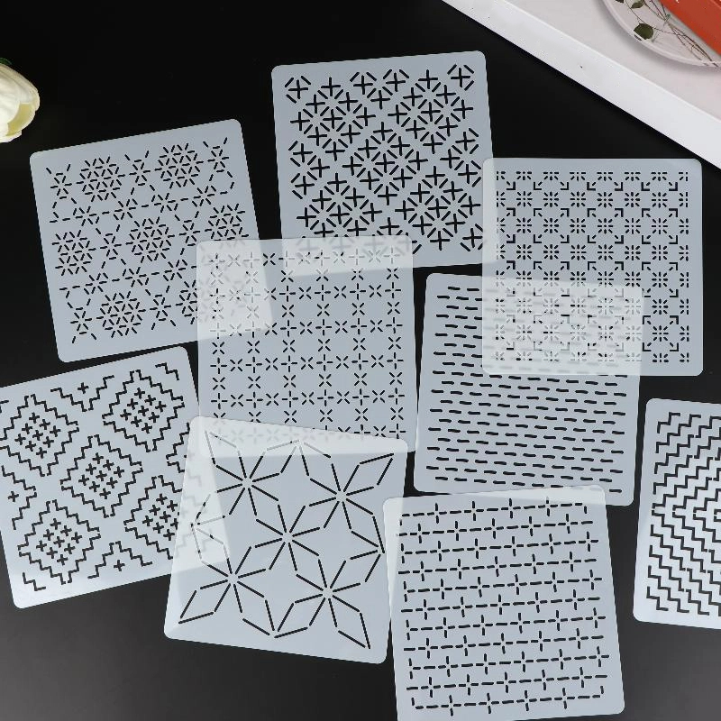 [J]9/32個入りサシコ刺繍テンプレートDIY幾何学模様パ - Embroidery Gift のレビューと価格