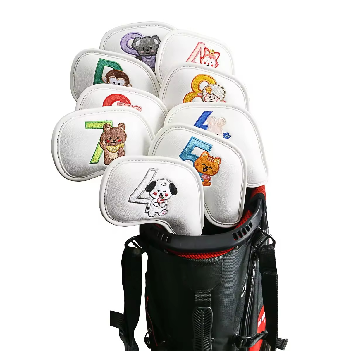 9個入りのかわいい漫画風動物ゴルフアイアンヘッドカバー、PU - Embroidery Gift のレビューと価格
