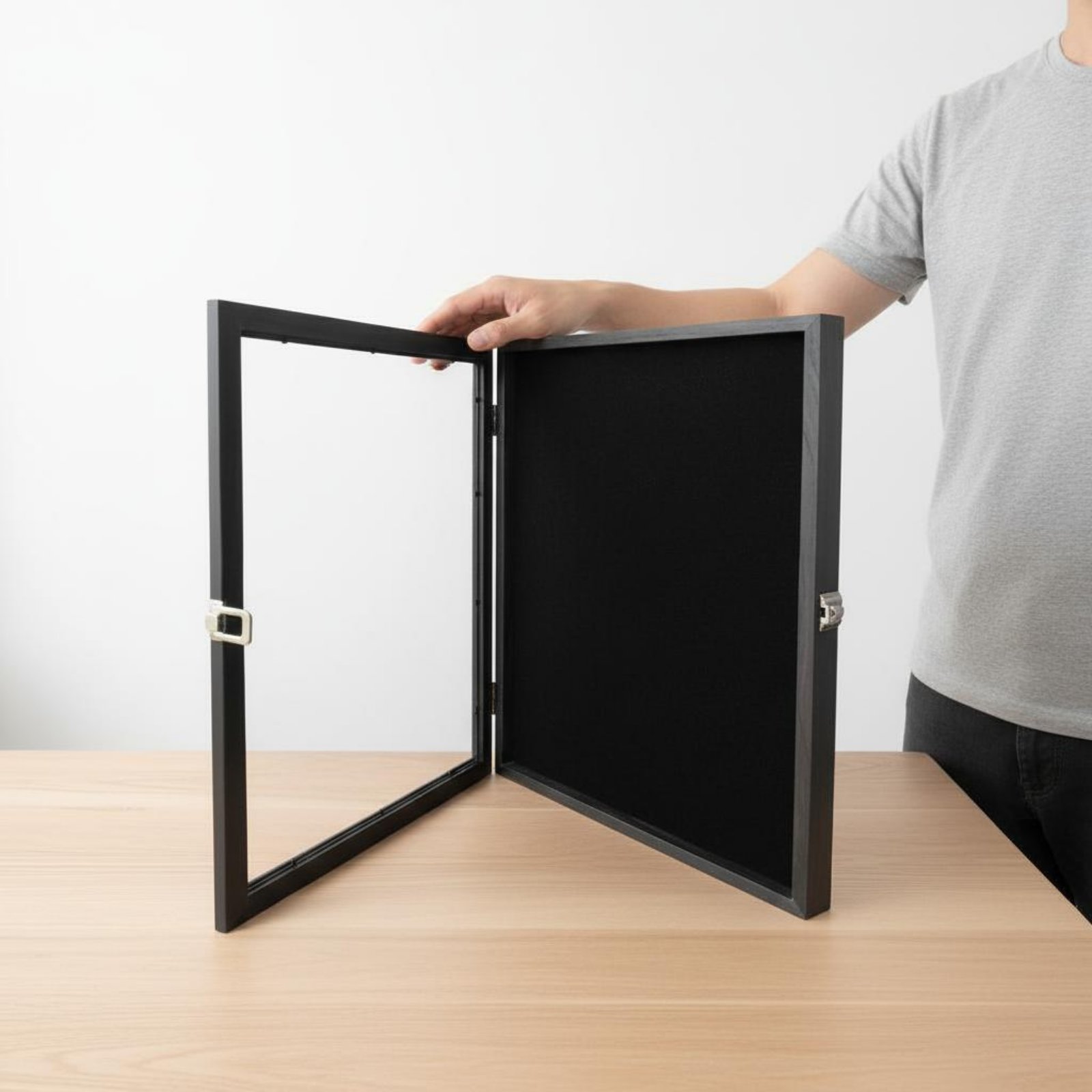 バッジディスプレイフレーム透明フロントメダルディスプレイフレ - Frame Display Wood のレビューと価格