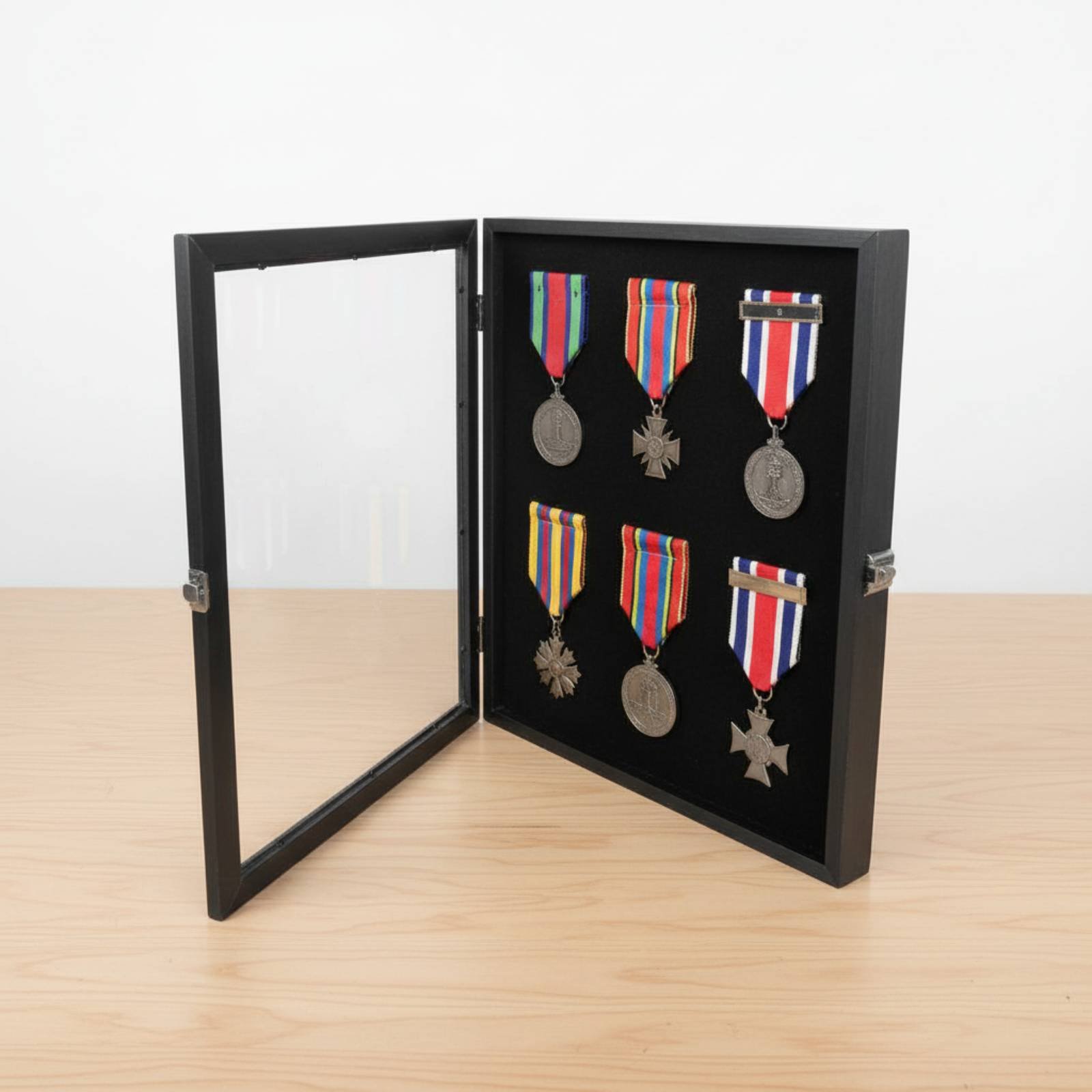 バッジディスプレイフレーム透明フロントメダルディスプレイフレ - Frame Display Wood のレビューと価格